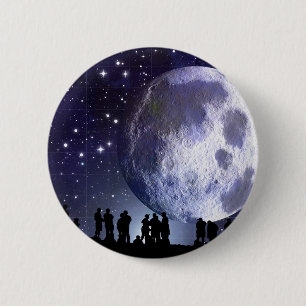 Planetarium Silhouettes Moon Stars Astronomy 6 Cm Round Badge