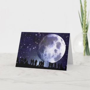 Planetarium Silhouettes Moon Stars Astronomy Card