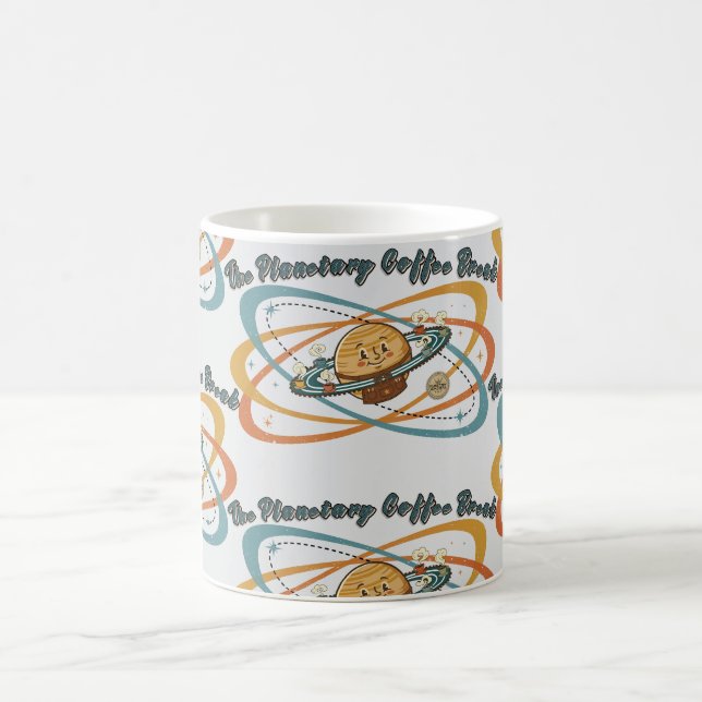 Planetary Coffee Break Retro Space Pattern Mug (Center)