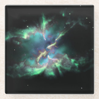 Planetary Nebula Mint Green Periwinkle Serving Tra Glass Coaster