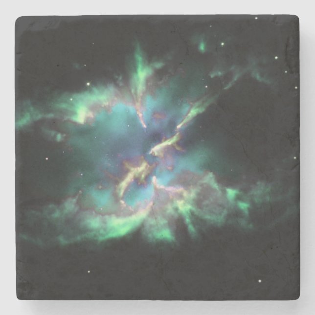 Planetary Nebula Mint Green Periwinkle Stone Coaster (Front)
