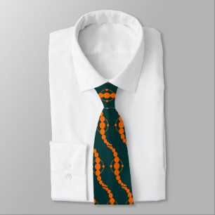 Planetary Procession - Orange on Dark Green Tie