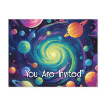 Planetary Spin Invitation Postcard