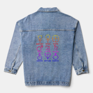 Planetary Symbols Ipanema, whimsical Denim Jacket