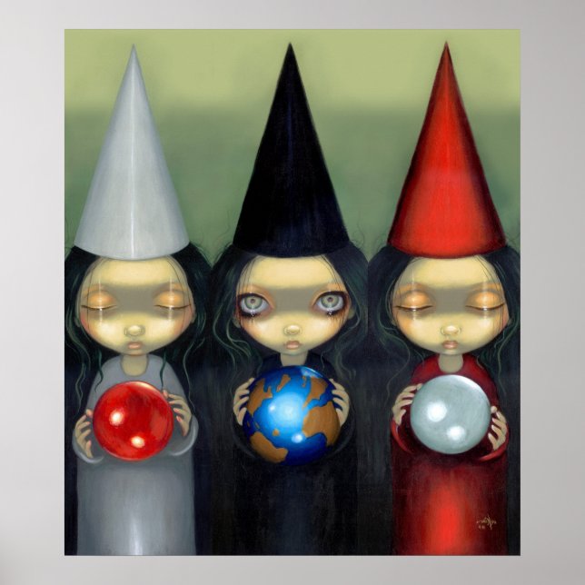 Planetary Witches ART PRINT gothic witch lowbrow (Front)