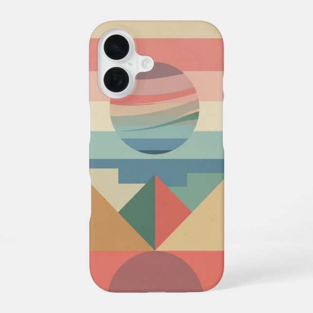 Planète Pastel Rétro sur Blocs iPhone 16 Case (Back)