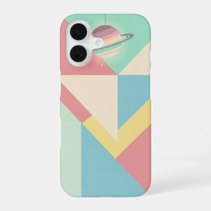 Planète sur Blocs Géométriques Vintage iPhone 16 Case