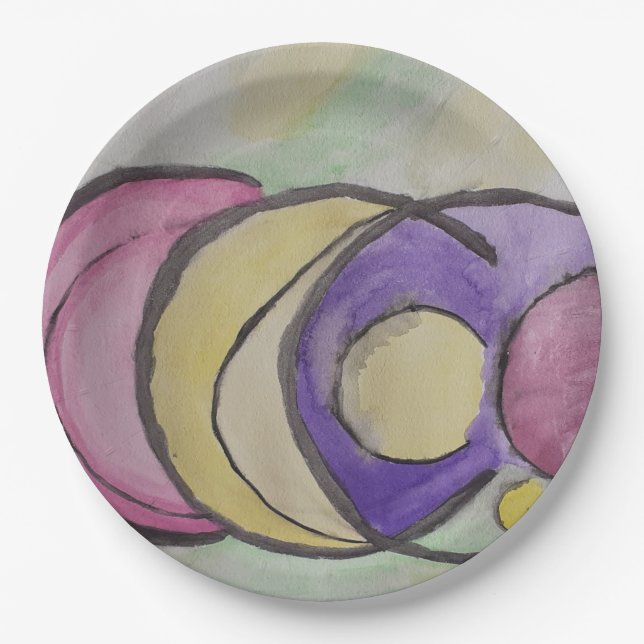 Planets Abstract Art Paper Plate (Front)