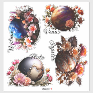 Planets and Flowers Vinyl Stickers Customise
