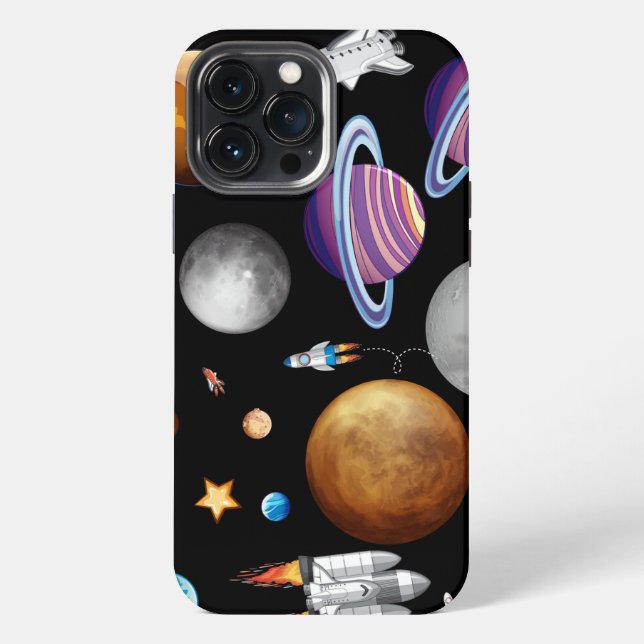 Planets and Rocket ships  iPhone Case (Back)