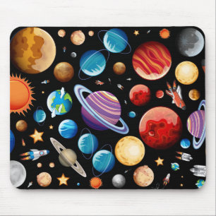 Planets and Rocket Ships Mouse Pad