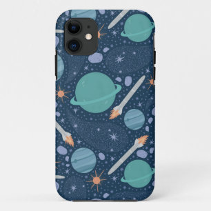 Planets and rockets galaxy iPhone 11 case