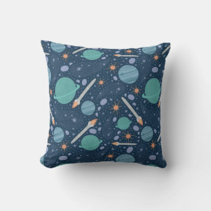 Planets and rockets galaxy cushion