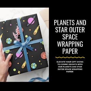 Planets and Star Outer Space Wrapping Paper 