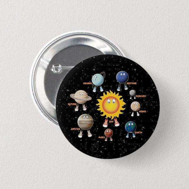 Planets and The Solar System 6 Cm Round Badge (Front & Back)
