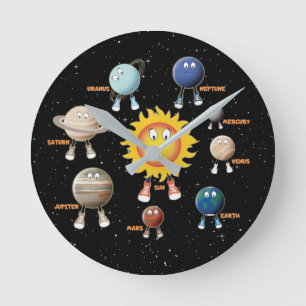Planets and The Solar System Round Clock