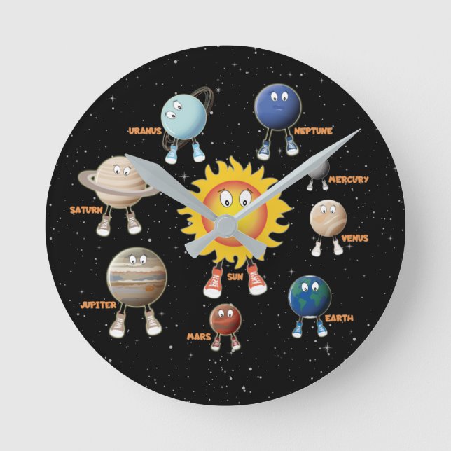 Planets and The Solar System Round Clock (Front)
