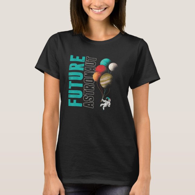 Planets Balloon Kids Outer Space Science Future As T-Shirt (Front)