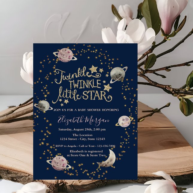 Planets,Gold StarsTwinkle Baby Shower Invitation (Creator Uploaded)