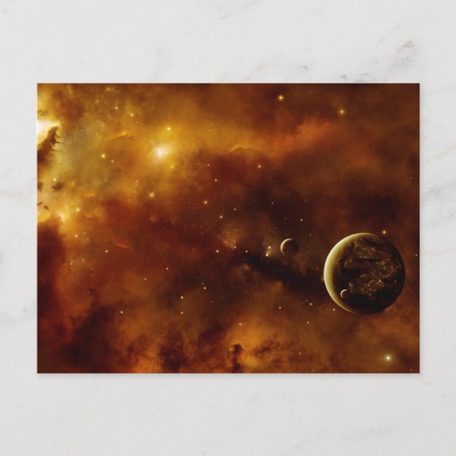 Planets in a nebula postcard (Front)