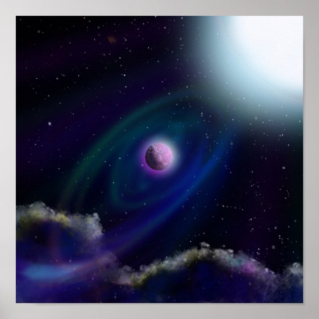 Planets in Space Digital Painting Poster (Front)
