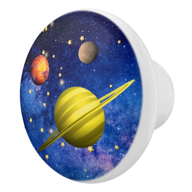 Planets In Space Galaxy Ceramic Knob (Right)