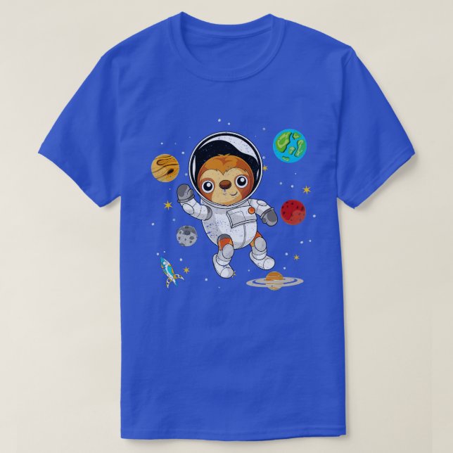 Planets Lazy Animal Space Astronomy Astronaut Slot T-Shirt (Design Front)