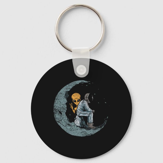Planets Moon Spaceship Astronaut  Key Ring (Front)