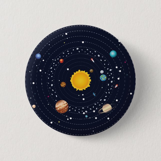 Planets of Solar System 6 Cm Round Badge (Front)