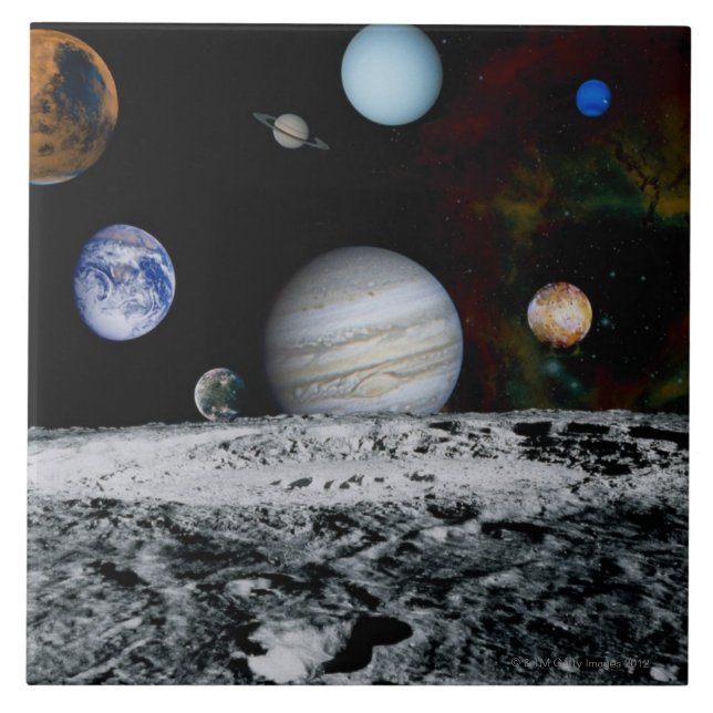 Planets of the Solar System Ceramic Tile (Front)