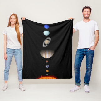 PLANETS OF THE SOLAR SYSTEM Custom Fleece Blanket