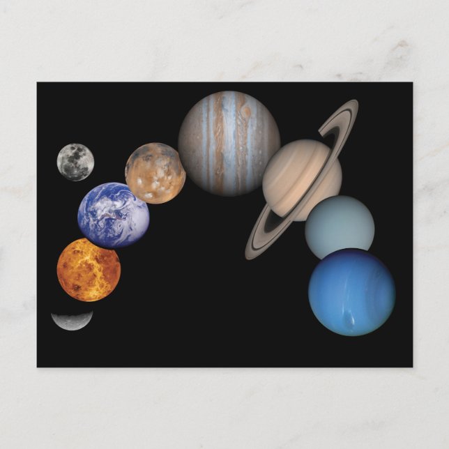 Planets of the solar system postcard (Front)