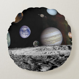 Planets of the solar system round cushion