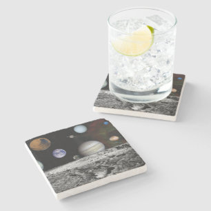 Planets of the solar system stone coaster