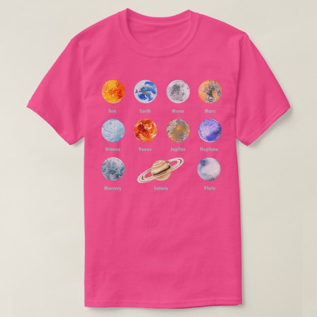 Planets of The Solar System  T-Shirt (Design Front)