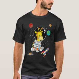 Planets Outer Space Astronaut Animal Rocket Africa T-Shirt