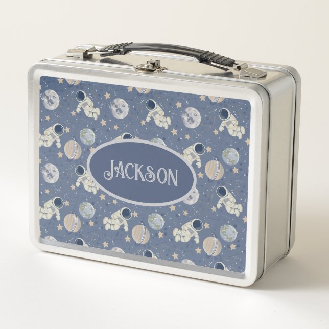 Planets Outer Space Astronaut Metal Lunchbox (Front)