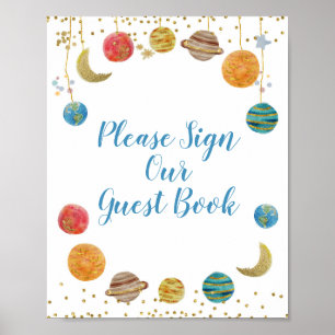 Planets Outer Space Baby Please Sign our Guest