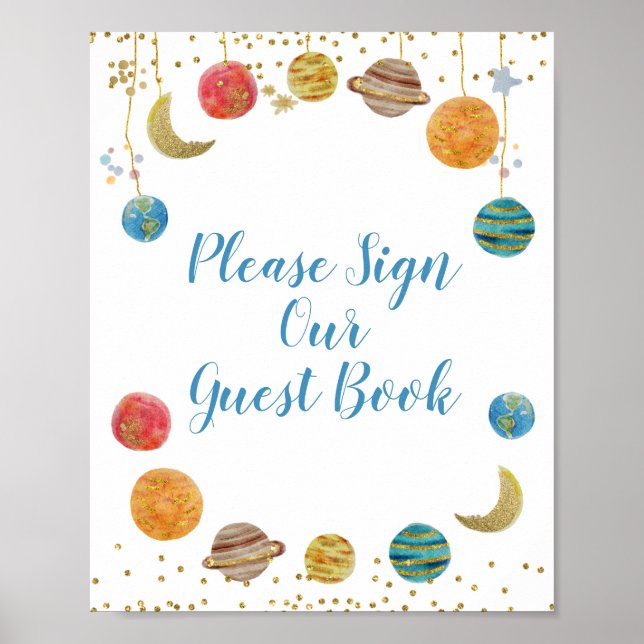 Planets Outer Space Baby Please Sign our Guest  (Front)