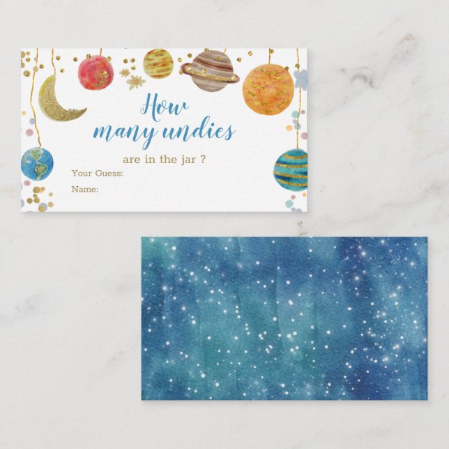 Planets Outer Space Baby Shower How Many Undies Enclosure Card (Front/Back)