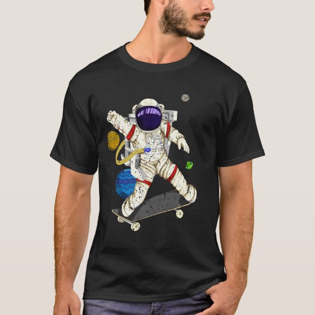 Planets Outer Space Cool Astronaut T-Shirt (Front)