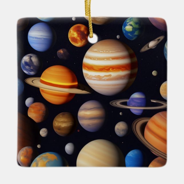 Planets Pattern Ceramic Ornament (Front)