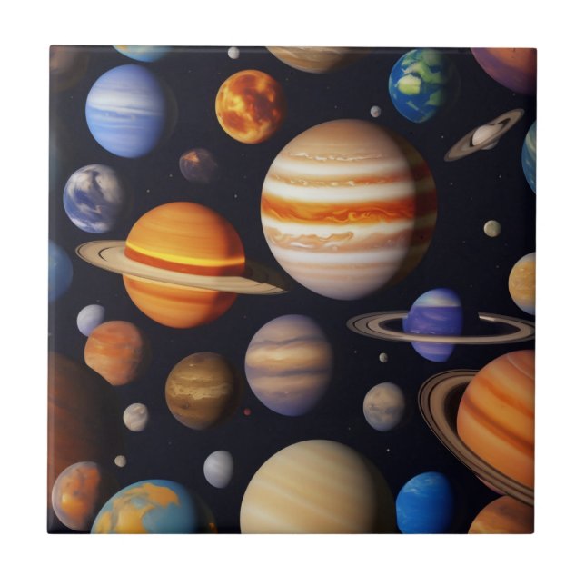 Planets Pattern Ceramic Tile (Front)
