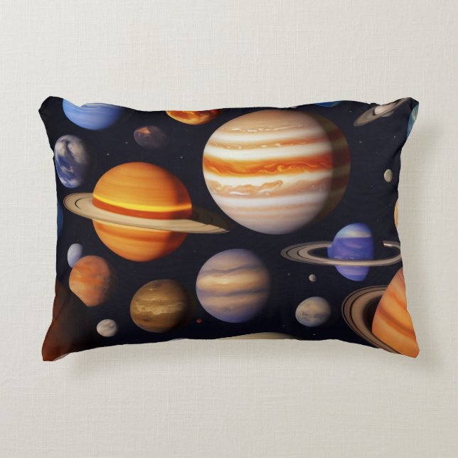 Planets Pattern Decorative Cushion (Front)