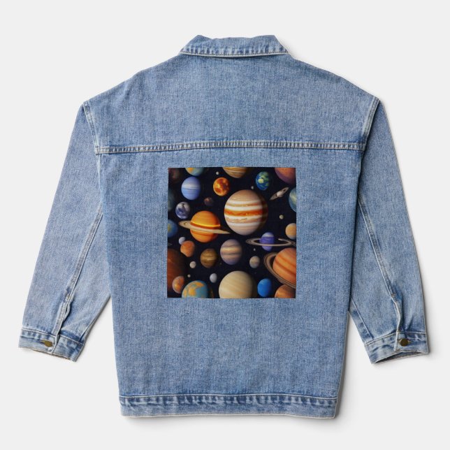 Planets Pattern Denim Jacket (Back)