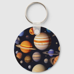 Planets Pattern Key Ring