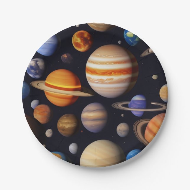 Planets Pattern Paper Plate (Front)