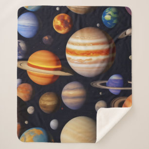 Planets Pattern Sherpa Blanket