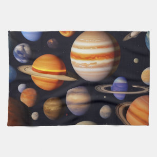 Planets Pattern Tea Towel