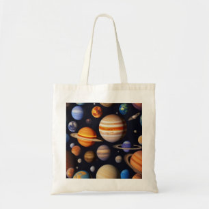 Planets Pattern Tote Bag